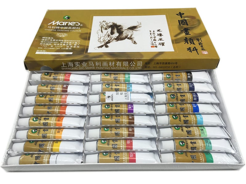 Easyou Marie's Chinese Painting Color Tubes Pigment Big Size Watercolor Set 12ml*24colors - Image 1